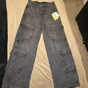 H&M Women's Gray Relaxed Cargo Jeans